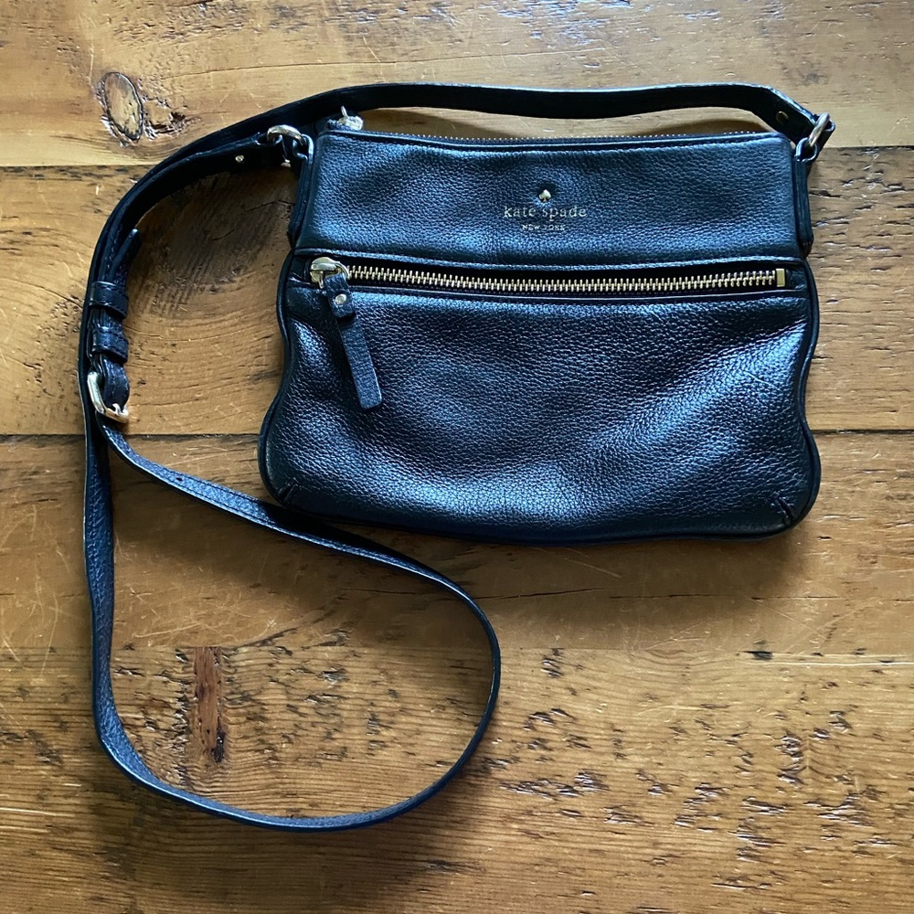 Kate Spade Black Leather Zip Pouch
